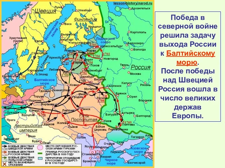Победа в северной войне решила задачу выхода России к Балтийскому