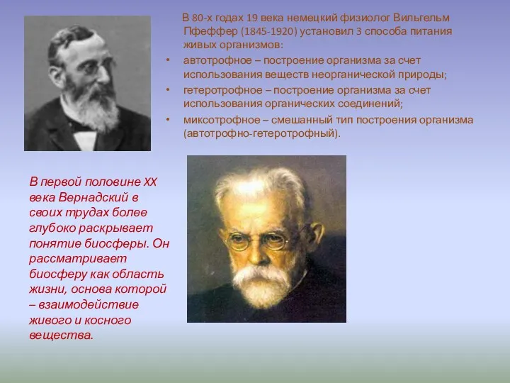 В 80-х годах 19 века немецкий физиолог Вильгельм Пфеффер (1845-1920)