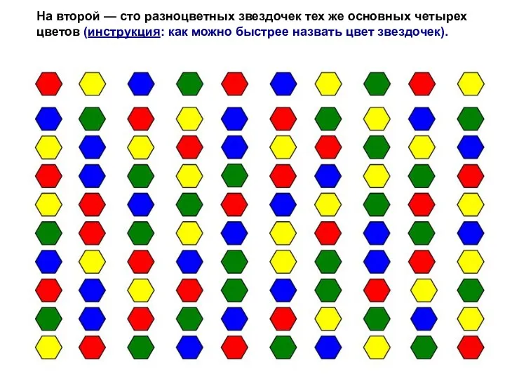 На второй — сто разноцветных звездочек тех же основных четырех цветов (инструкция: как