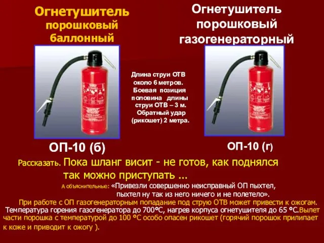 Огнетушитель порошковый газогенераторный ОП-10 (б) ОП-10 (г) Огнетушитель порошковый баллонный