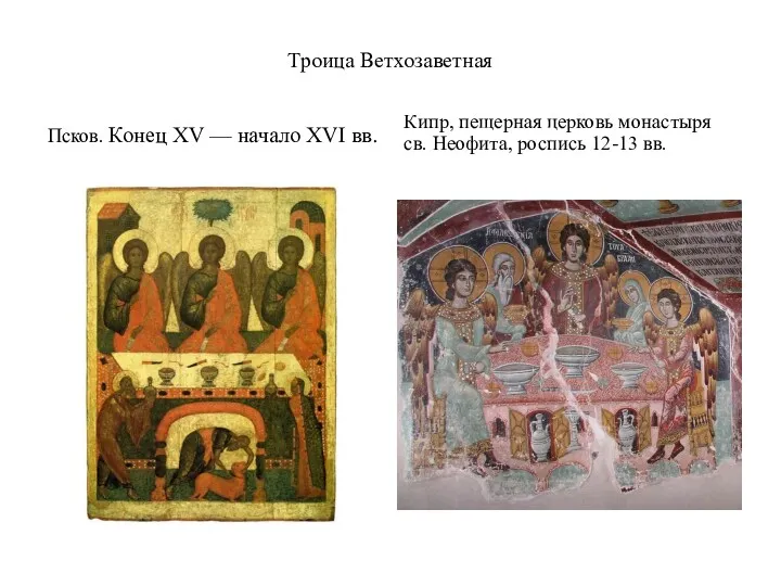 Троица Ветхозаветная Псков. Конец XV — начало XVI вв. Кипр, пещерная церковь монастыря