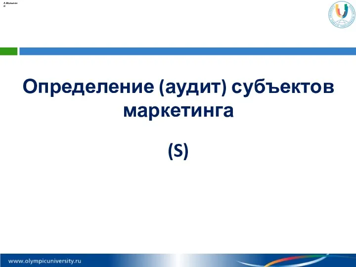 Определение (аудит) субъектов маркетинга (S) А.Малыгин ©