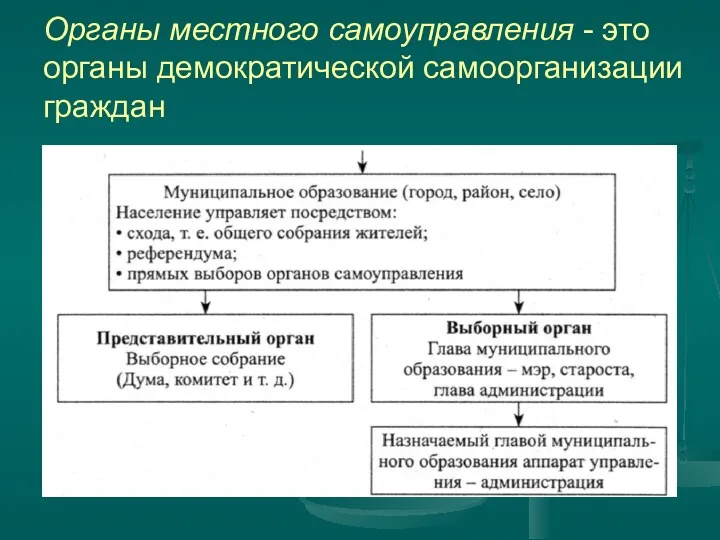 Органы местного самоуправления - это органы демократической самоорганизации граждан