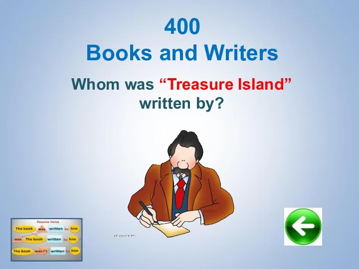 Whom was “Treasure Island” written by? 400 Books and Writers