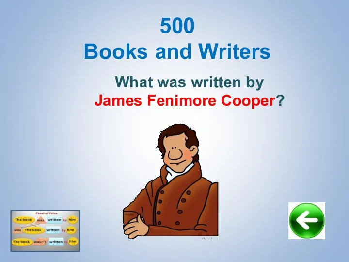 What was written by James Fenimore Cooper? 500 Books and Writers