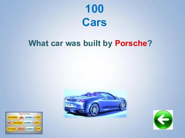 100 Cars What car was built by Porsche?