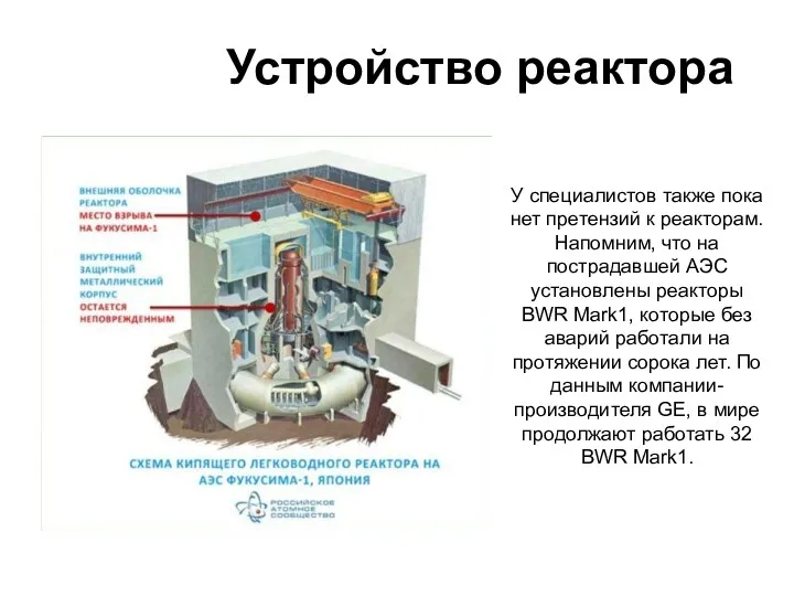 Устройство реактора У специалистов также пока нет претензий к реакторам.