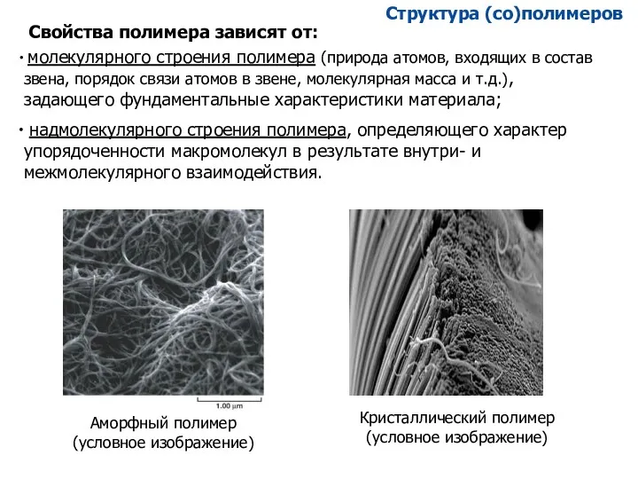 молекулярного строения полимера (природа атомов, входящих в состав звена, порядок