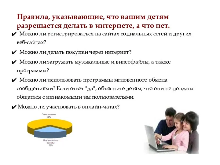 Правила, указывающие, что вашим детям разрешается делать в интернете, а