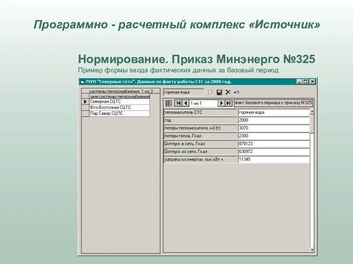 Нормирование. Приказ Минэнерго №325 Пример формы ввода фактических данных за