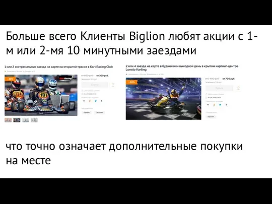 Больше всего Клиенты Biglion любят акции с 1-м или 2-мя