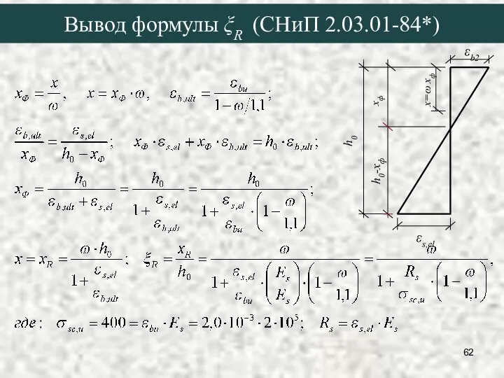 Вывод формулы ξR (СНиП 2.03.01-84*)