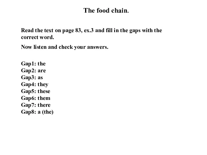The food chain. Read the text on page 83, ex.3