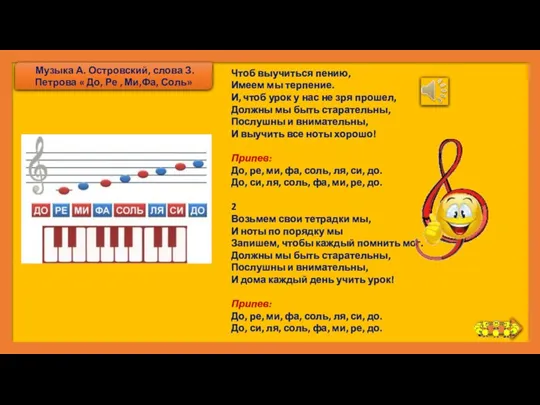 Музыка А. Островский, слова З. Петрова « До, Ре ,