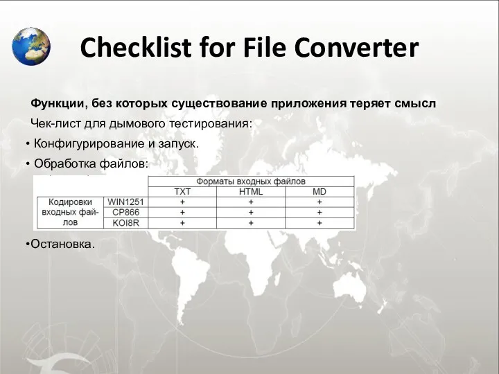 Checklist for File Converter Функции, без которых существование приложения теряет