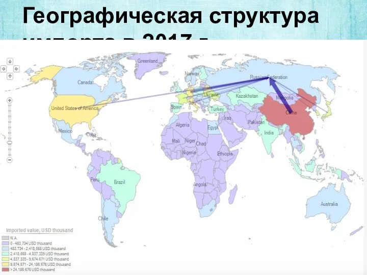 Географическая структура импорта в 2017 г