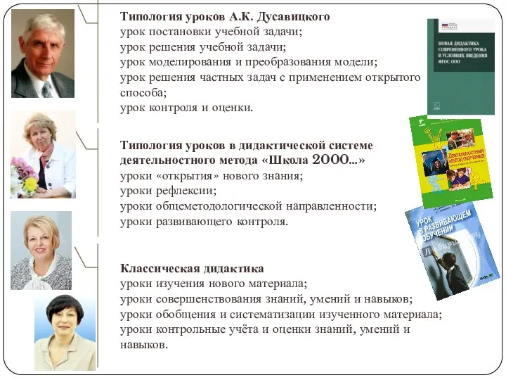 Типология уроков в дидактической системе деятельностного метода «Школа 2000…» уроки