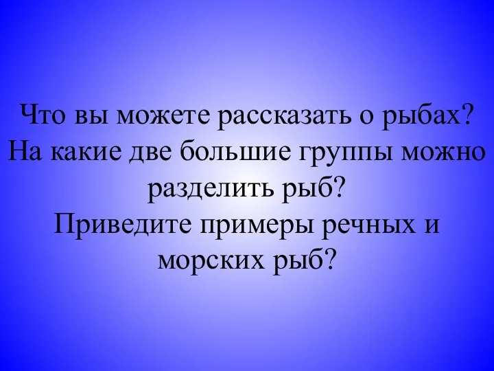 Что вы можете рассказать о рыбах? На какие две большие