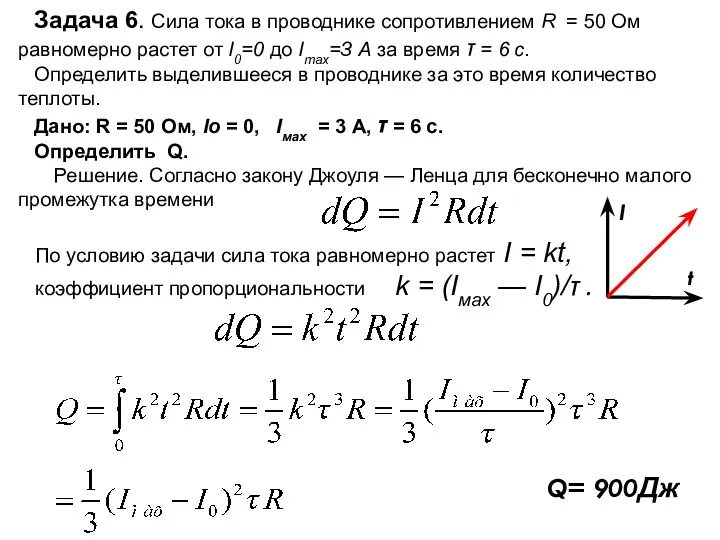 Задача 6. Сила тока в проводнике сопротивлением R = 50