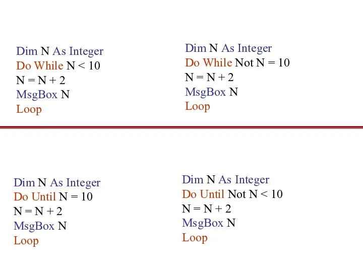 Dim N As Integer Do While N N = N