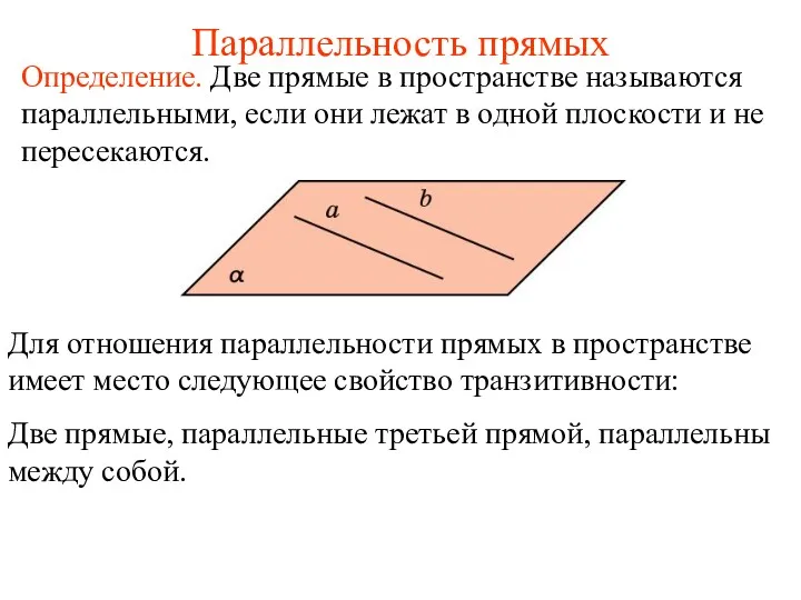 Параллельность прямых в пространстве