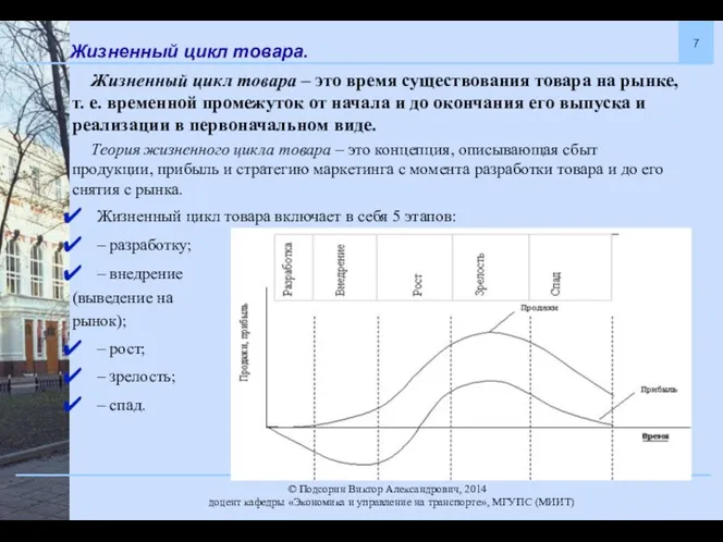 Жизненный цикл товара. Жизненный цикл товара – это время существования