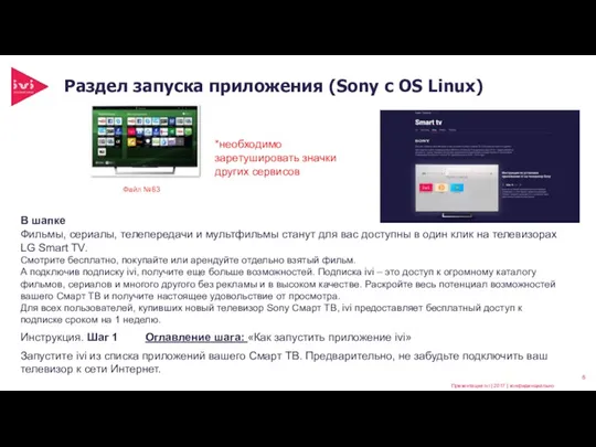 Раздел запуска приложения (Sony с OS Linux) *необходимо заретушировать значки