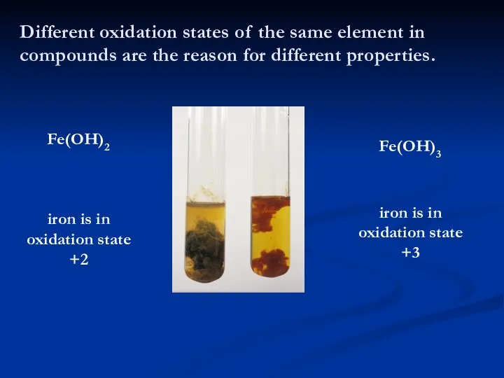 Different oxidation states of the same element in compounds are