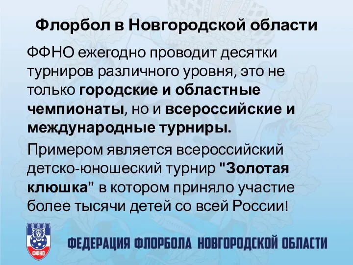 ФФНО ежегодно проводит десятки турниров различного уровня, это не только