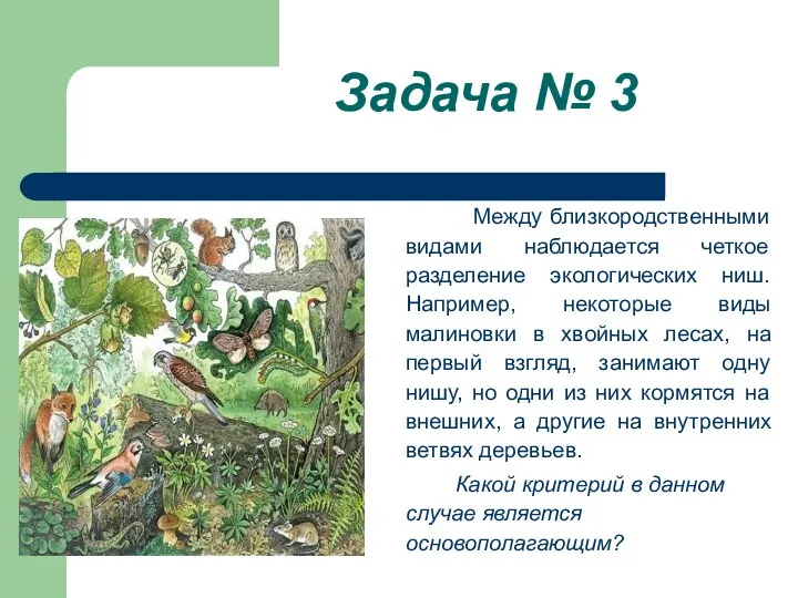 Между близкородственными видами наблюдается четкое разделение экологических ниш. Например, некоторые