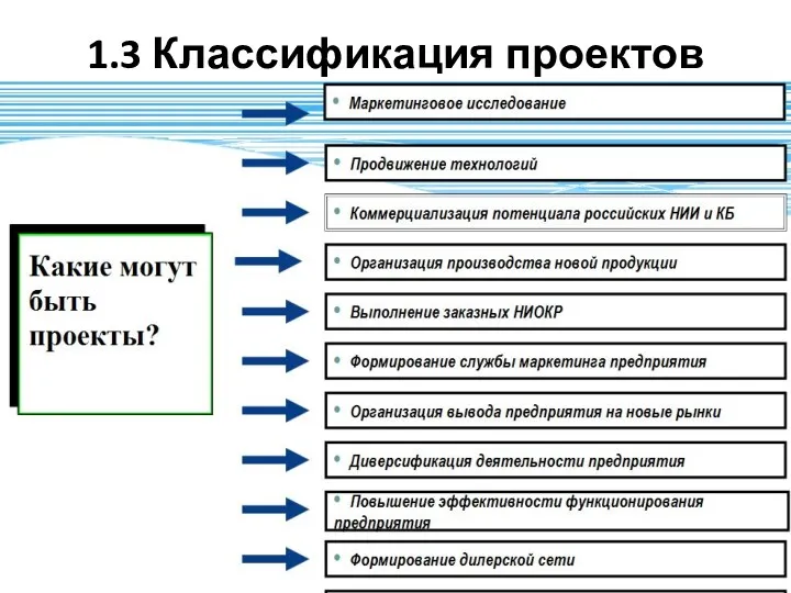 1.3 Классификация проектов