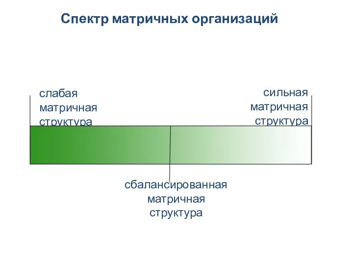 Спектр матричных организаций слабая матричная структура сильная матричная структура сбалансированная матричная структура