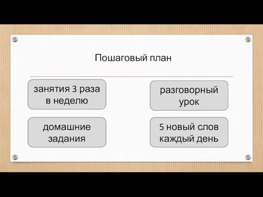 Пошаговый план занятия 3 раза в неделю домашние задания разговорный урок 5 новый слов каждый день