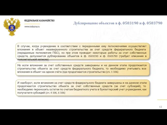 Дублирование объектов в ф. 0503190 и ф. 0503790 В случае,