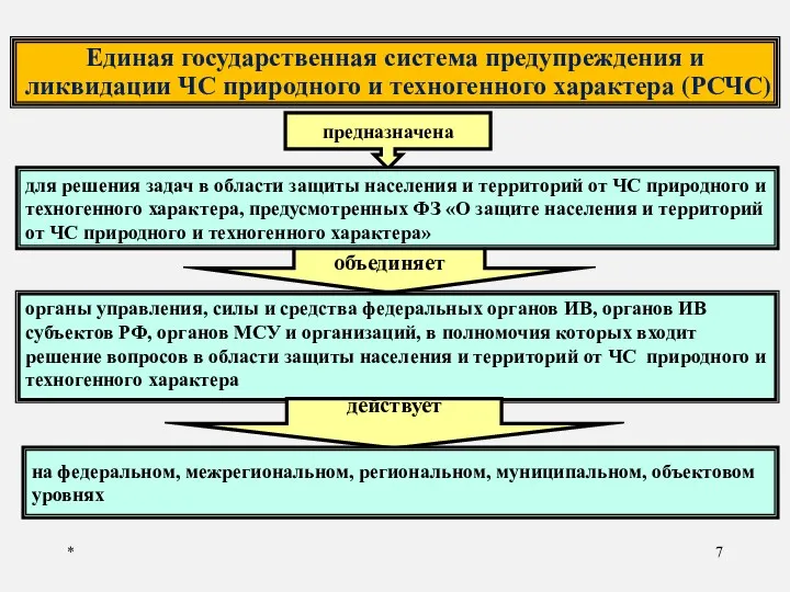 * Единая государственная система предупреждения и ликвидации ЧС природного и