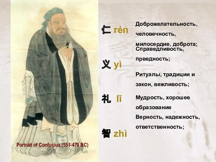 Portrait of Confucius (551-479 BC) 仁 rén 义 yì 礼