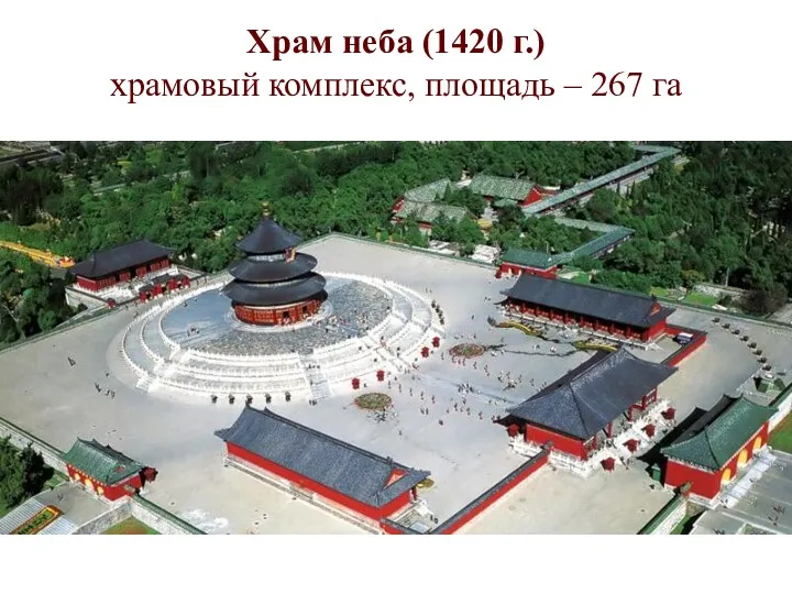 Храм неба (1420 г.) храмовый комплекс, площадь – 267 га