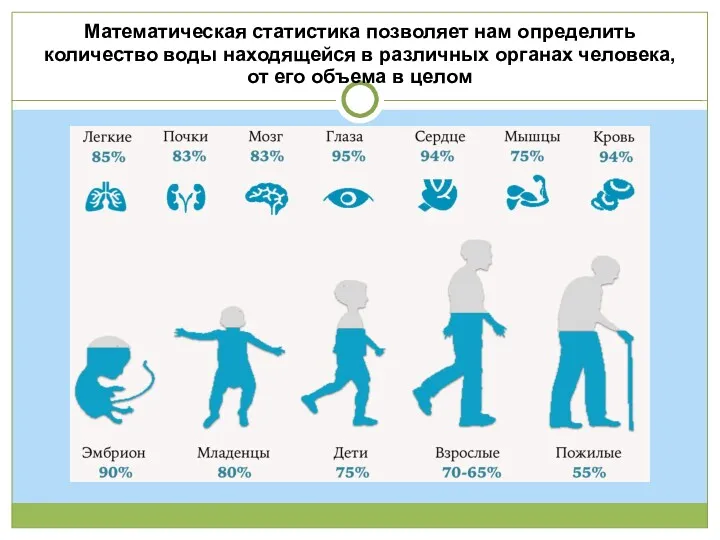 Математическая статистика позволяет нам определить количество воды находящейся в различных