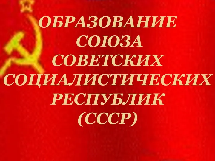 ОБРАЗОВАНИЕ СОЮЗА СОВЕТСКИХ СОЦИАЛИСТИЧЕСКИХ РЕСПУБЛИК (СССР)