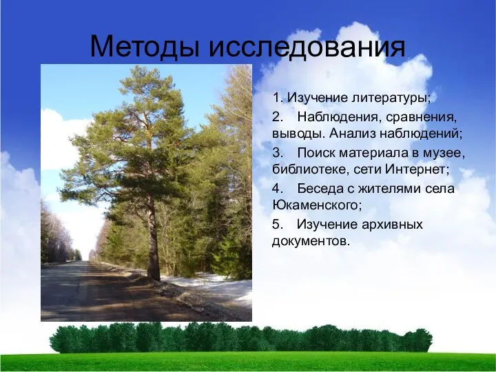 Методы исследования 1. Изучение литературы; 2. Наблюдения, сравнения, выводы. Анализ