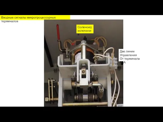 Входные сигналы микропроцессорных терминалов Соленоид включения Две линии Управления От терминала РЗА