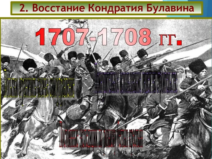 2. Восстание Кондратия Булавина 1707-1708 гг. Попытки ограничить казачье самоуправление