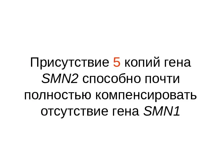 Присутствие 5 копий гена SMN2 способно почти полностью компенсировать отсутствие гена SMN1