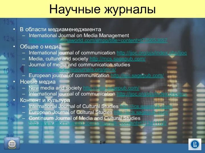 1-# Научные журналы В области медиаменеджмента International Journal on Media