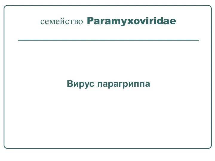 семейство Paramyxoviridae Вирус парагриппа