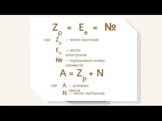 где — число протонов Zp Ee № = = Zp