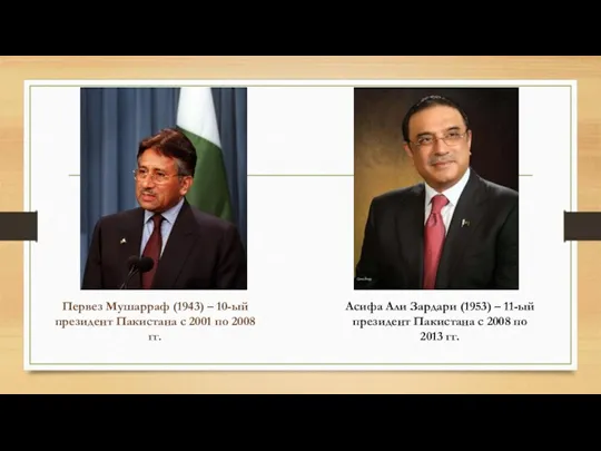 Первез Мушарраф (1943) – 10-ый президент Пакистана с 2001 по 2008 гг. Асифа