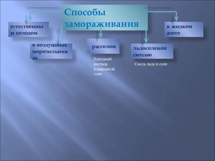 Холодный раствор поваренной соли Способы замораживания естественным холодом в воздушных