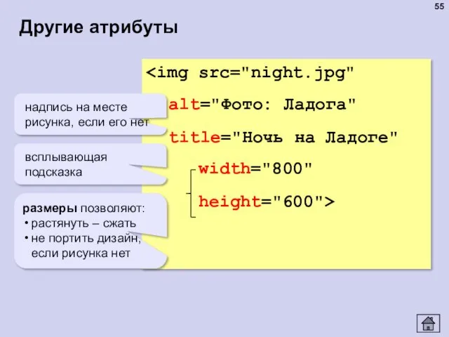 Другие атрибуты title="Ночь на Ладоге" width="800" height="600"> надпись на месте