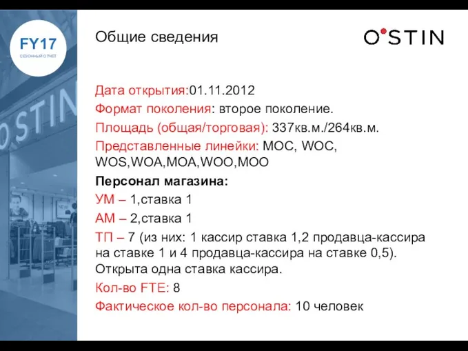 Общие сведения Дата открытия:01.11.2012 Формат поколения: второе поколение. Площадь (общая/торговая):